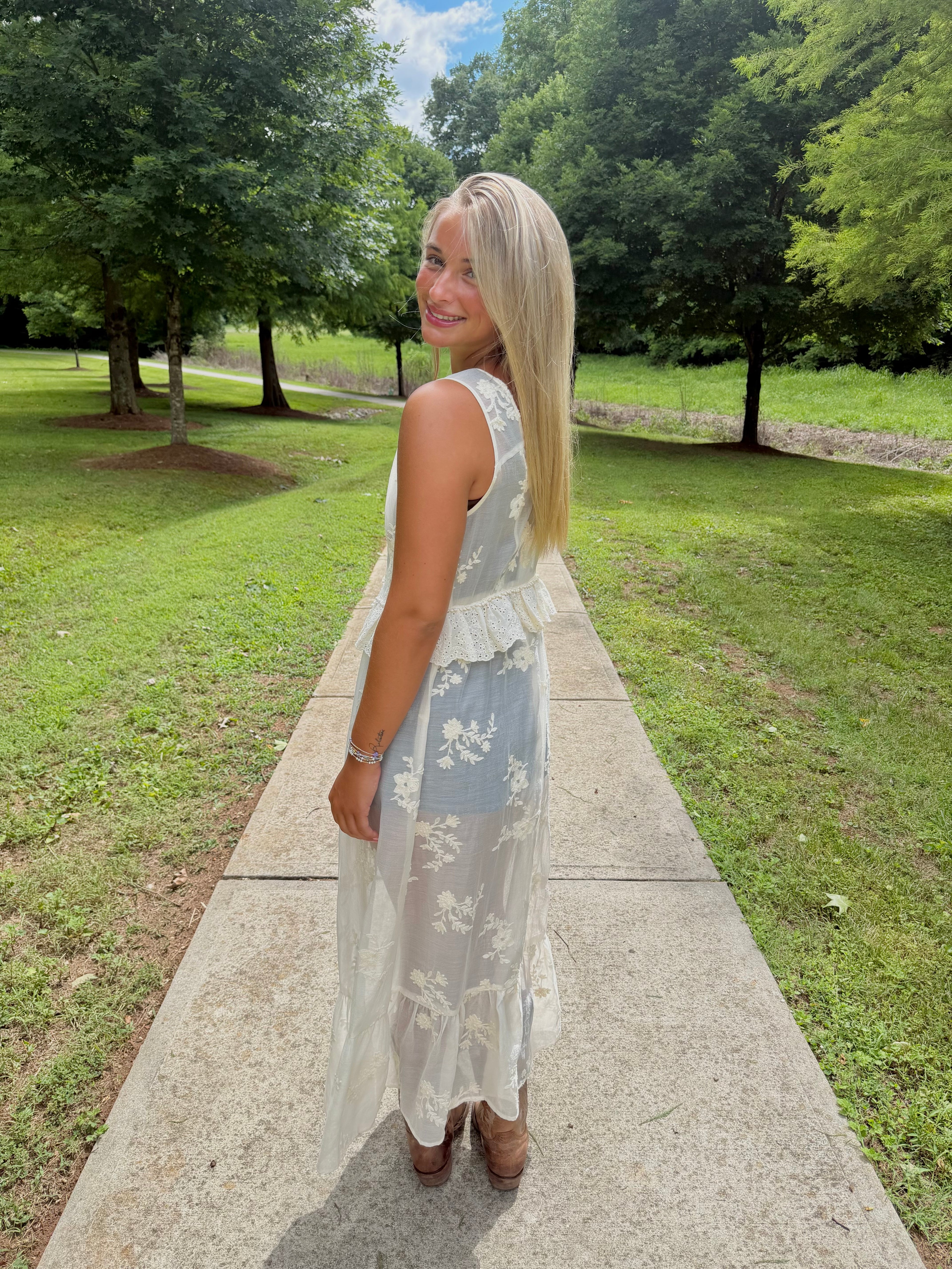 Ivory Bloom Maxi Top