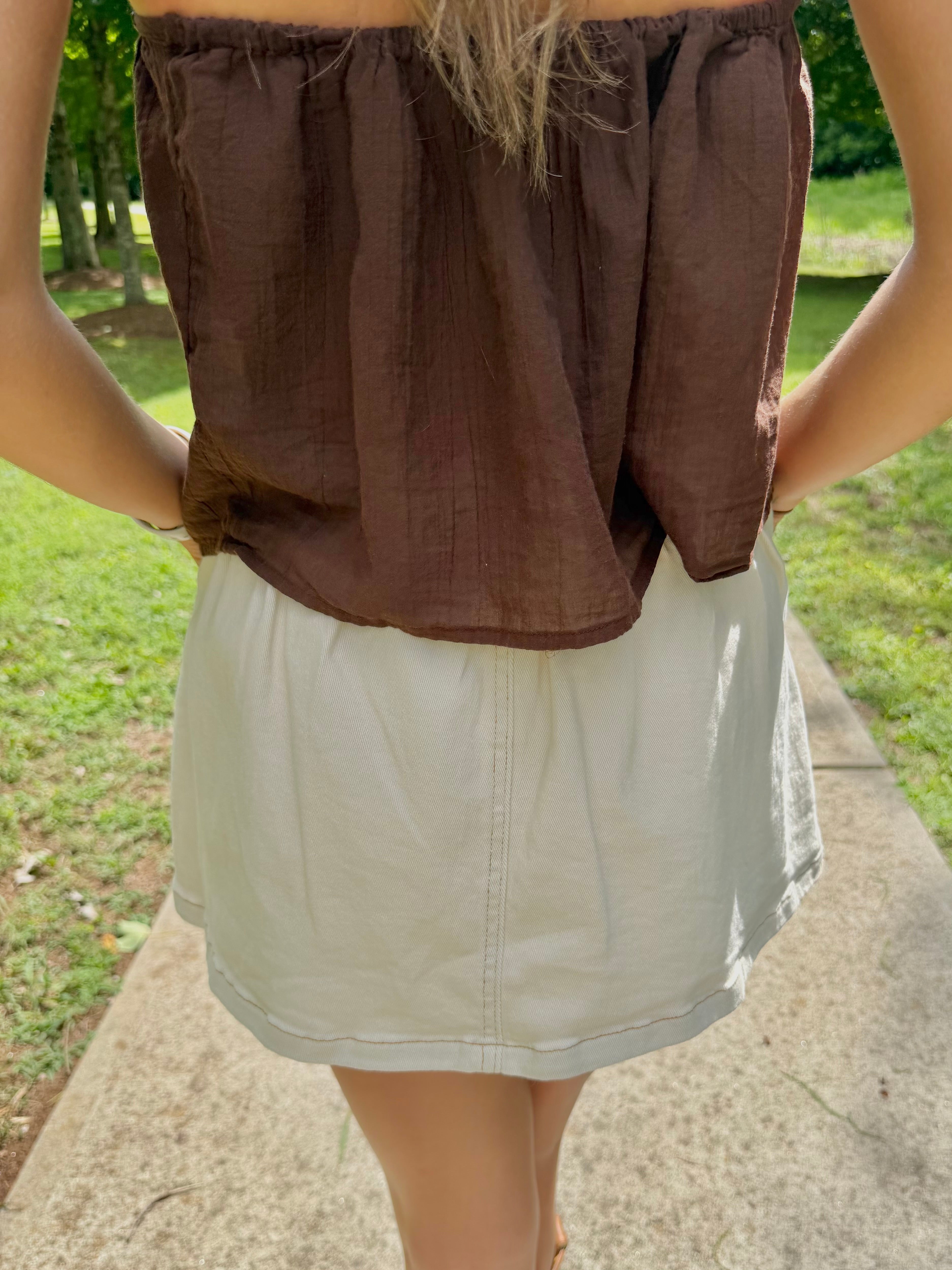 The Studded Champagne Skort