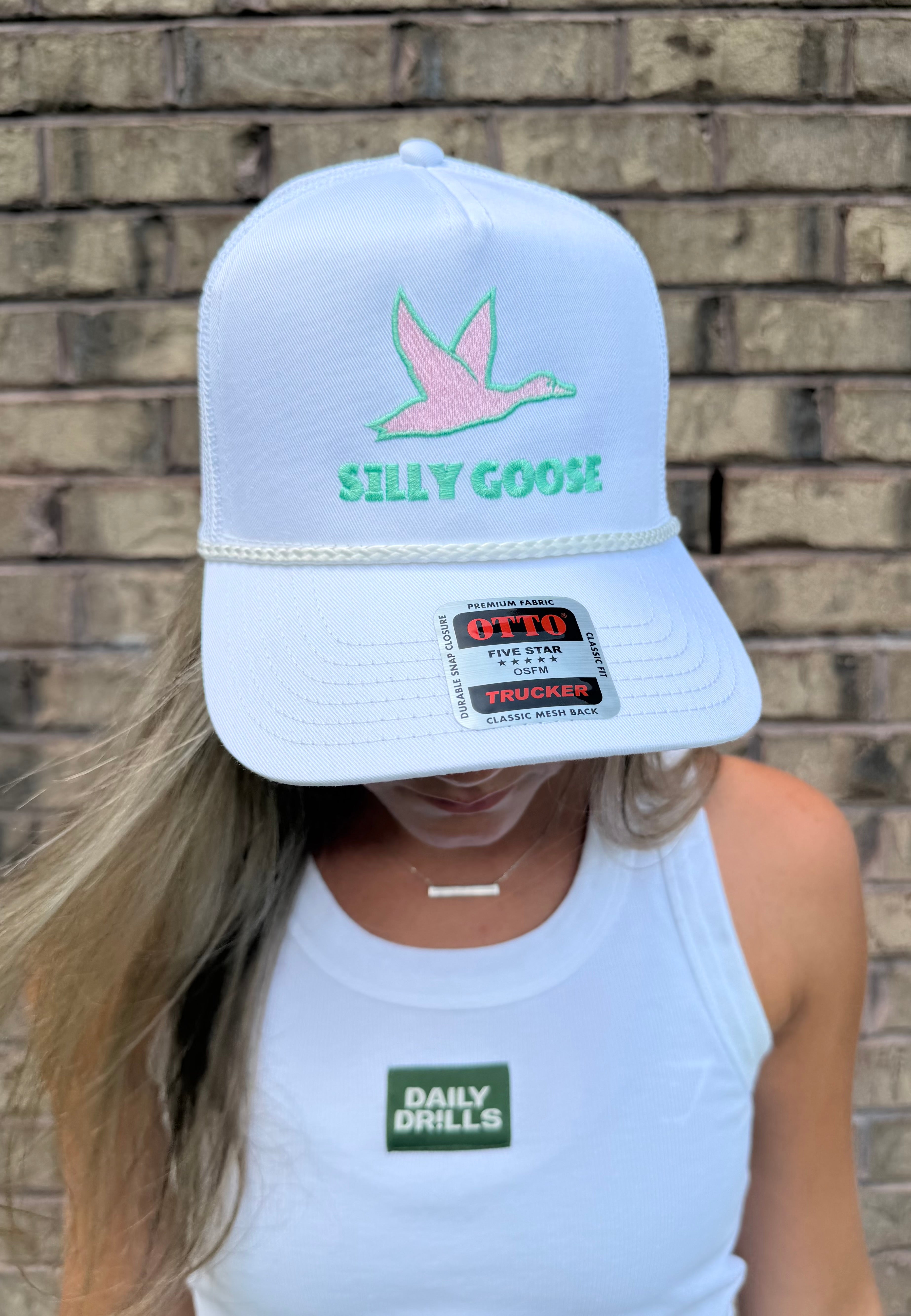 Silly Goose Trucker in White