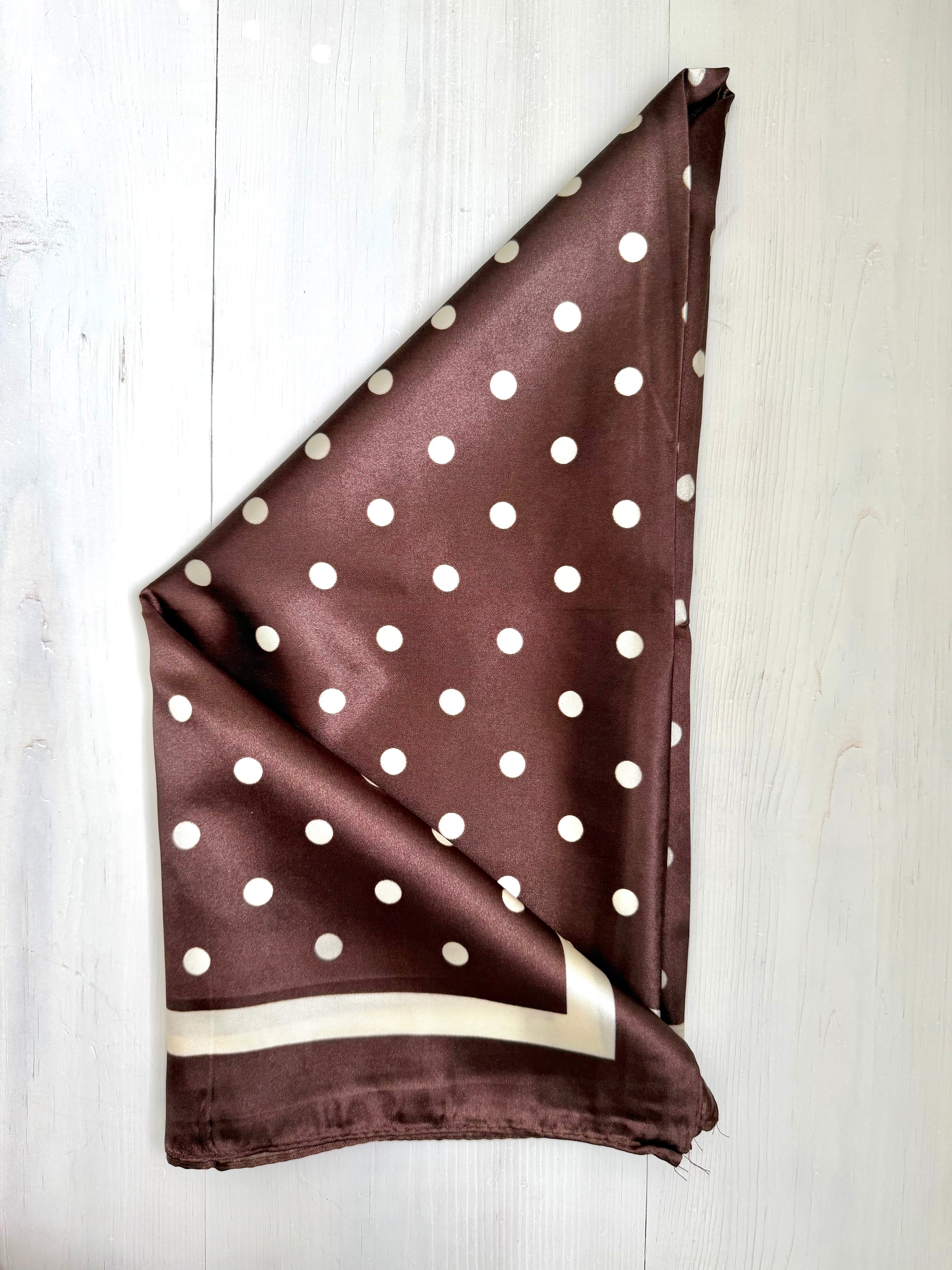 Large Polka Bandana in Brown